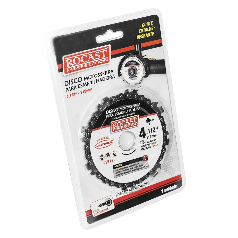 Disco Motosserra para esmerilhadeira 13000RPM 7/8pol Rocast